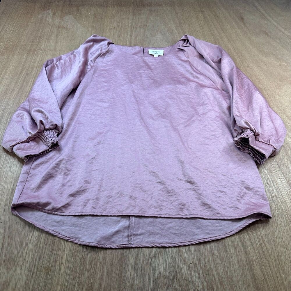 Umgee Dusty Rose Satin Blouse Puff Sleeve Boho Mauve Top Small